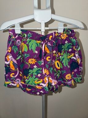 Anthropologie Printfresh Purple Tropical Bird & Floral Shorts